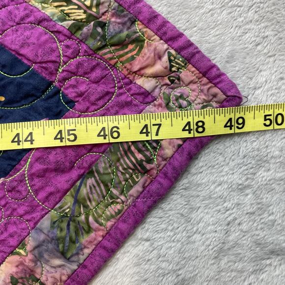 Handmade Quilted Table Runner Purple Green Reversible Floral Cottagecore 20"x49" - Picture 4 of 4